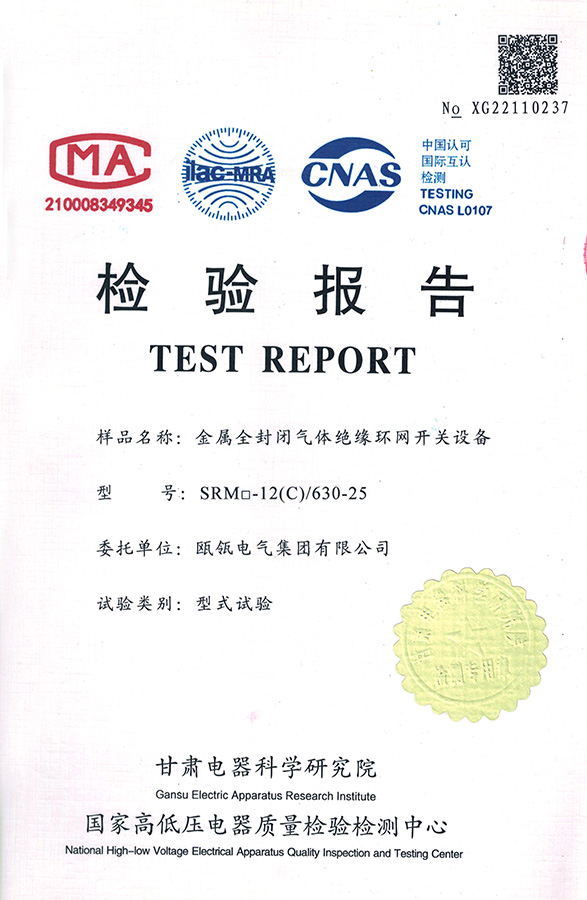 SRM□-12金属全封闭气体绝缘环网开关设备 检验报告