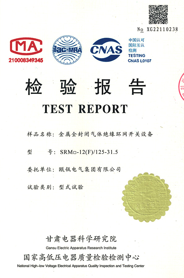 SRM□-12金属全封闭气体绝缘环网开关设备 检验报告